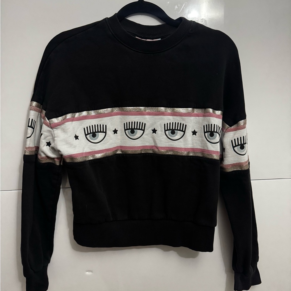 Chiara Ferragni Black Sweatshirt with Eye Design